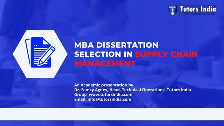 topics for dissertation in supply chain management