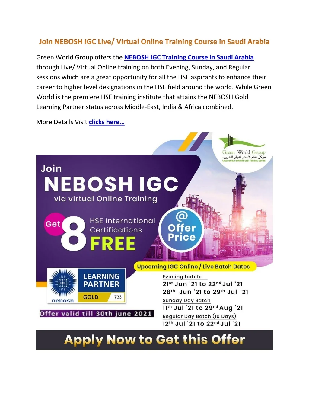 PPT - Join NEBOSH IGC Live Virtual Online Training Course in Saudi ...