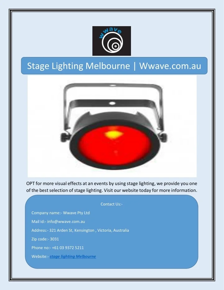 PPT Stage Lighting Melbourne PowerPoint Presentation