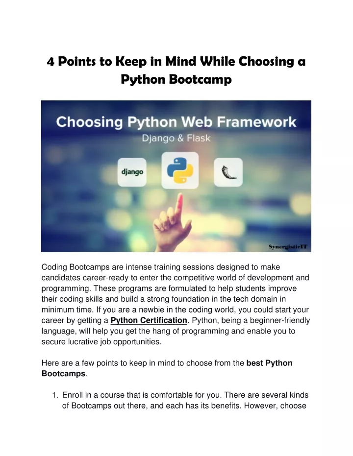 PPT - 4 Points to Keep in Mind While Choosing a Python Bootcamp ...