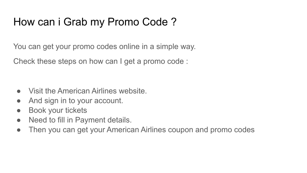 PPT American Airlines Promo Codes & Coupons PowerPoint Presentation