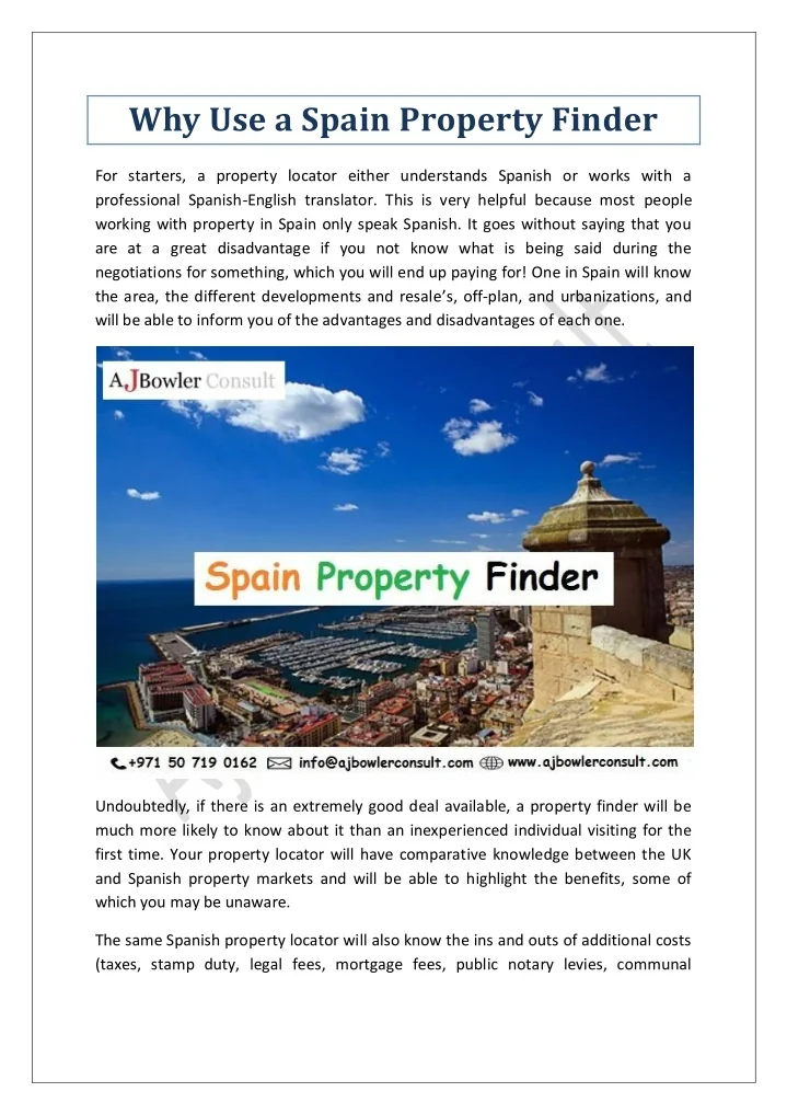 PPT Why Use a Spain Property Finder PowerPoint Presentation, free