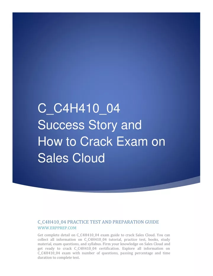 PPT - C_C4H410_04 Success Story and How to Crack Exam on Sales Cloud Sns-Brigh10