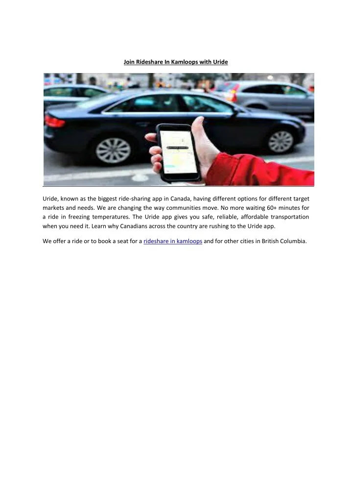 PPT Rideshare In Kamloops PowerPoint Presentation, free download ID