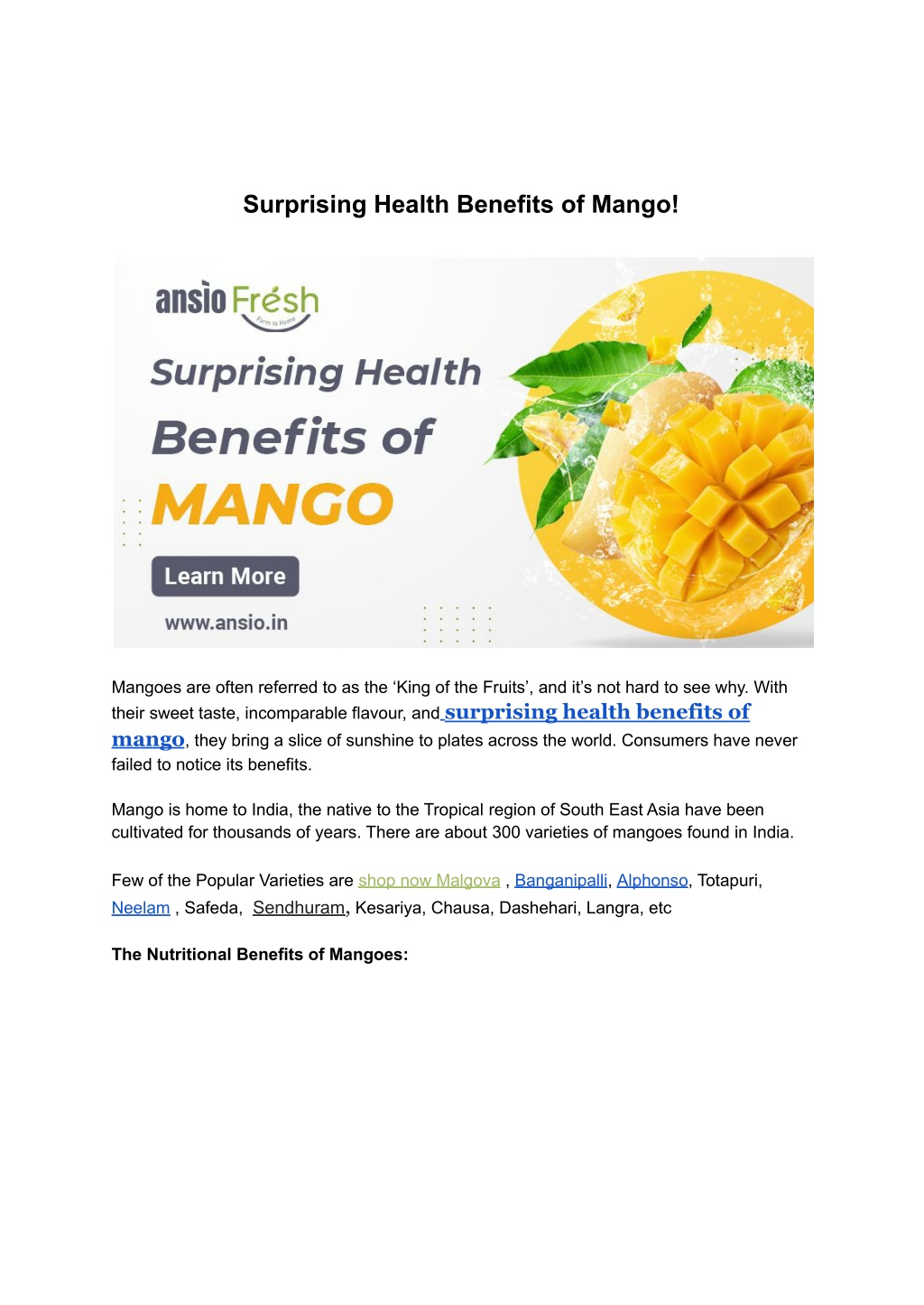 The health benefits of mango