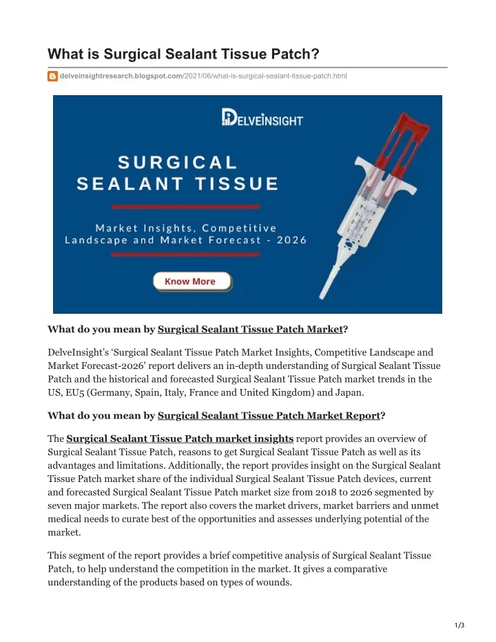 PPT - What is Surgical Sealant Tissue Patch PowerPoint Presentation ...