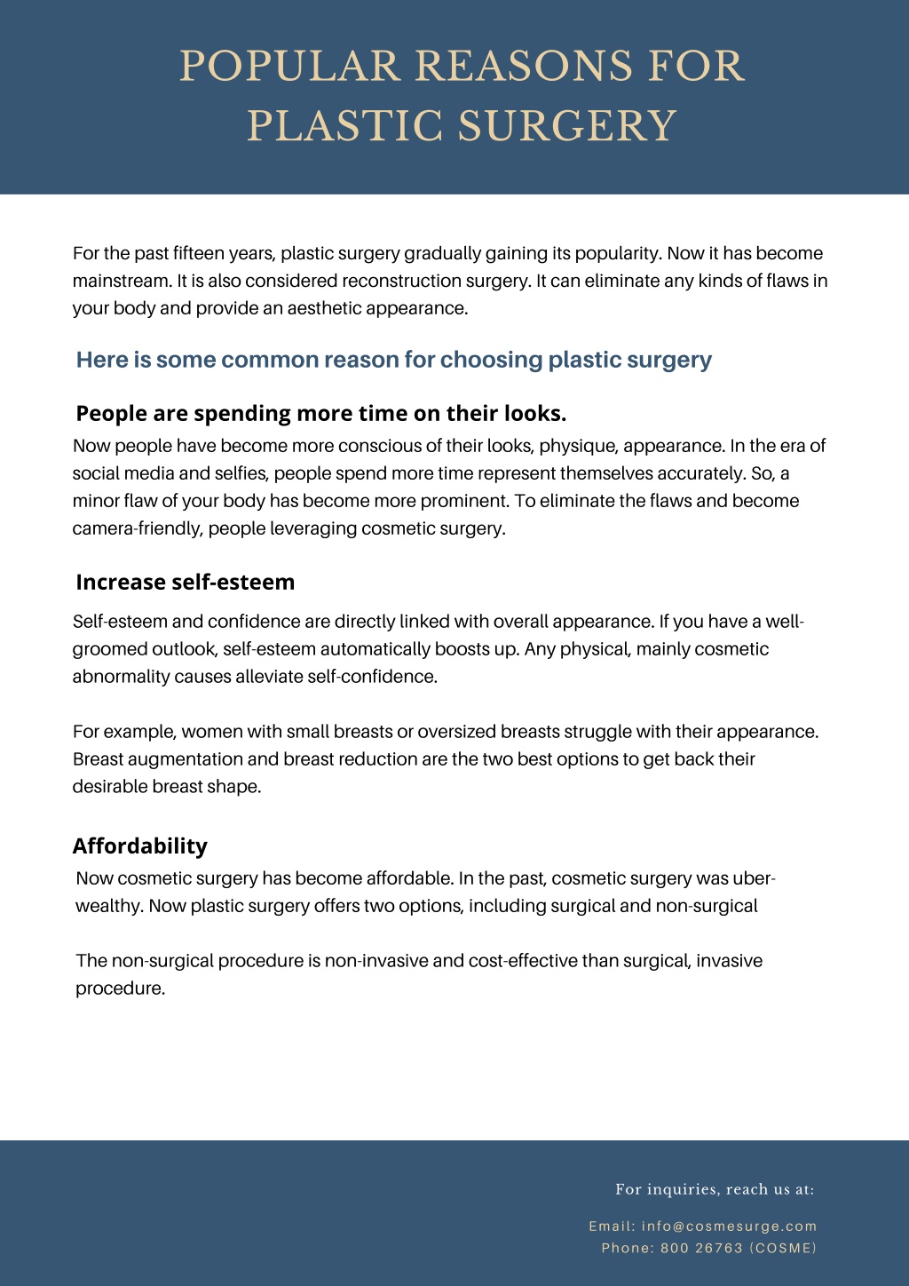 PPT - Popular Reasons for Plastic Surgery PowerPoint Presentation, free ...