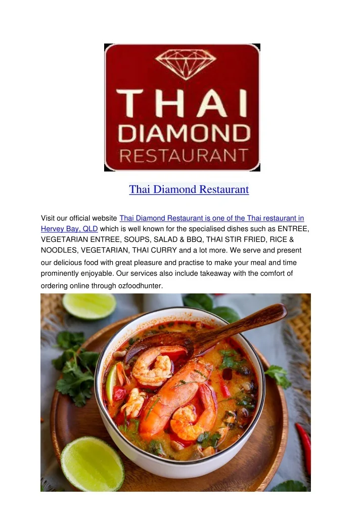 PPT 5 Off Thai Diamond Restaurant Hervey Bay Menu, QLD PowerPoint