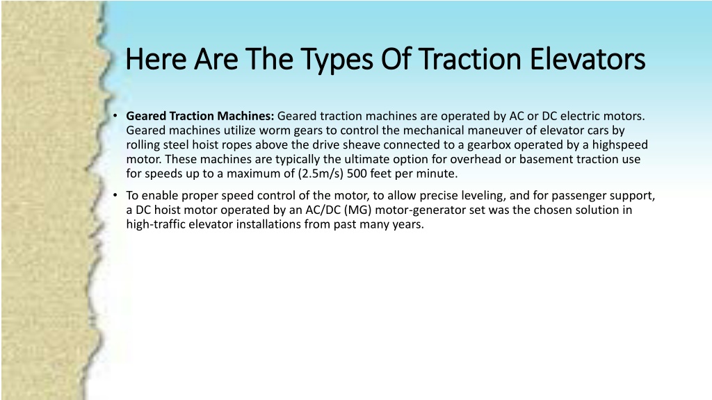 Noise sources, causes, and types of traction elevators.