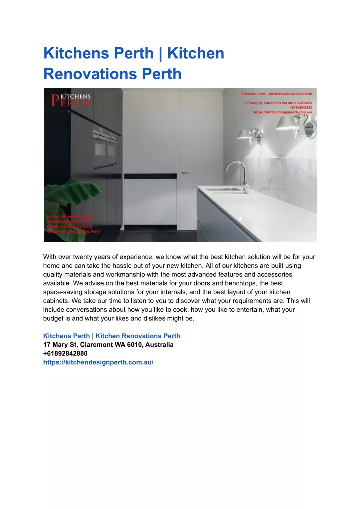 PPT Kitchens Perth Kitchen Renovations Perth PowerPoint   Kitchens Perth Kitchen Renovations Perth N 