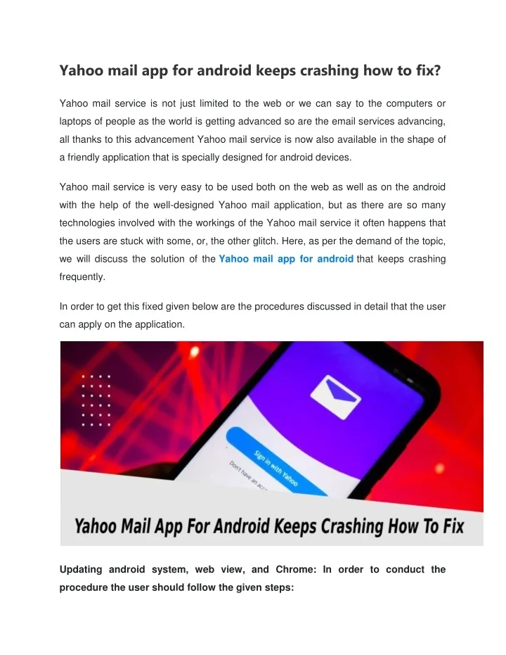 PPT Yahoo mail app for android keeps crashing how to fix? PowerPoint