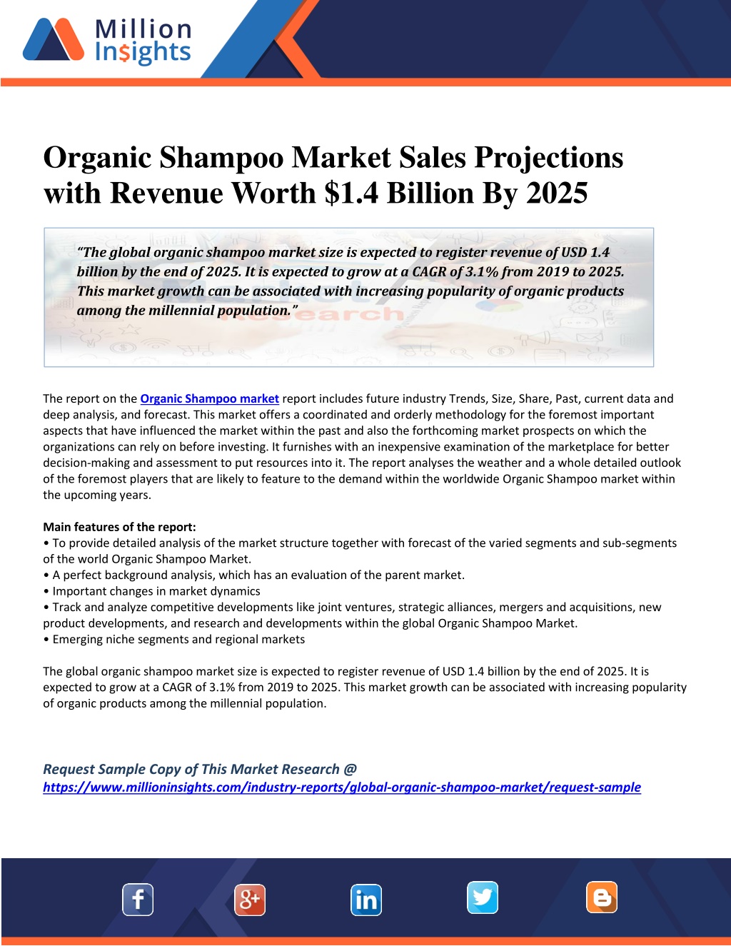 PPT Organic Shampoo Market Sales Projections with Revenue Worth 1.4