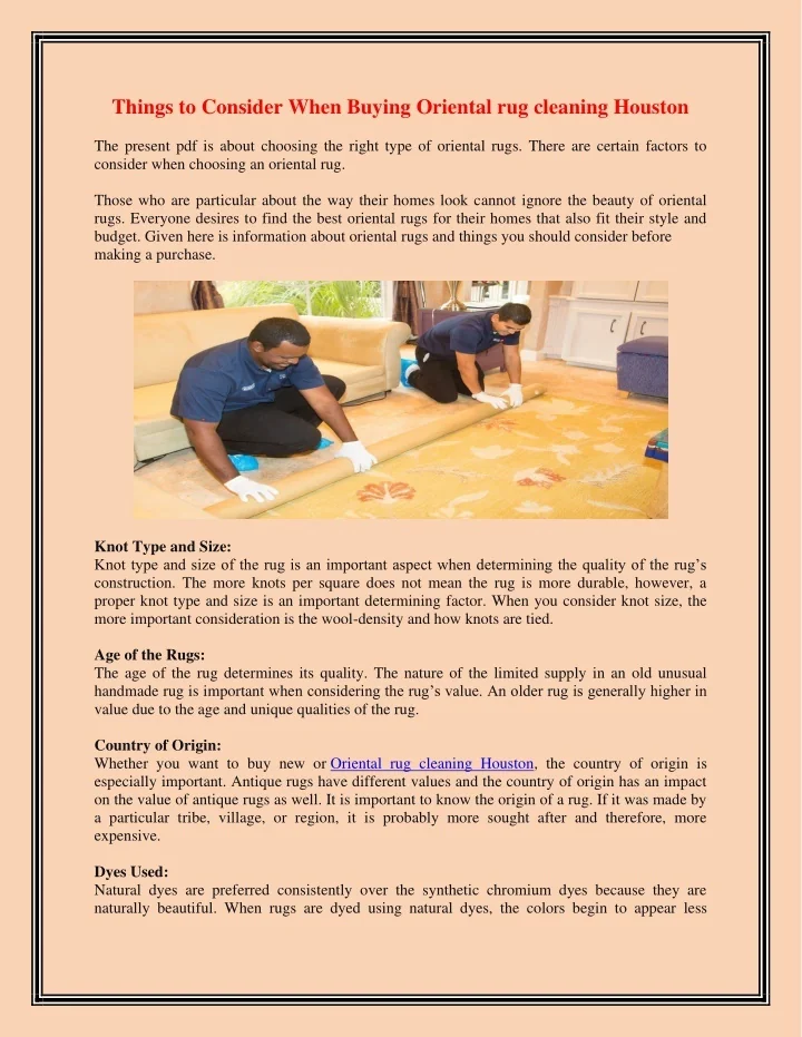 PPT Things to Consider When Buying Oriental rug cleaning Houston