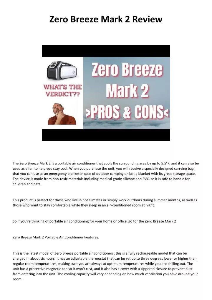 zero breeze review amazon