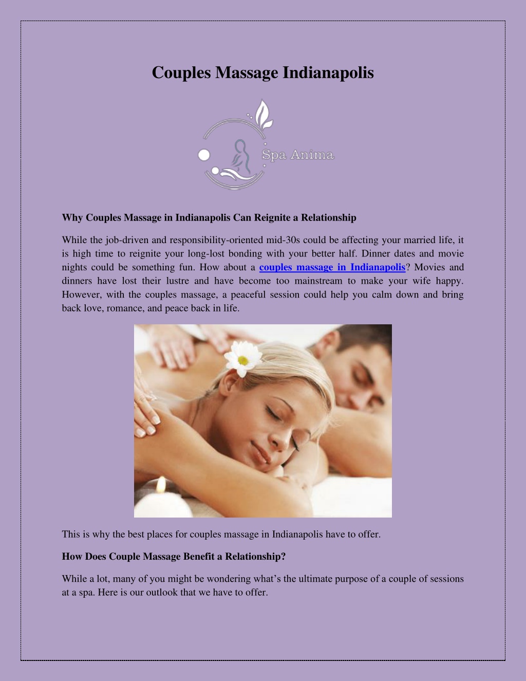 Couples Massage Indianapolis L 