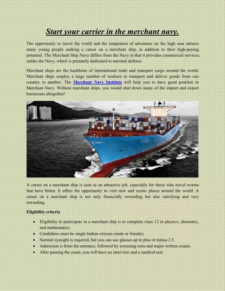 PPT - Start your carrier in the merchant navy PowerPoint Presentation ...