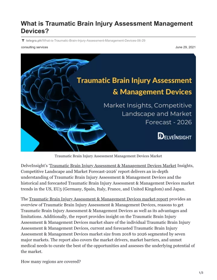 PPT - Traumatic Brain Injury Assessment Management Devices PowerPoint ...