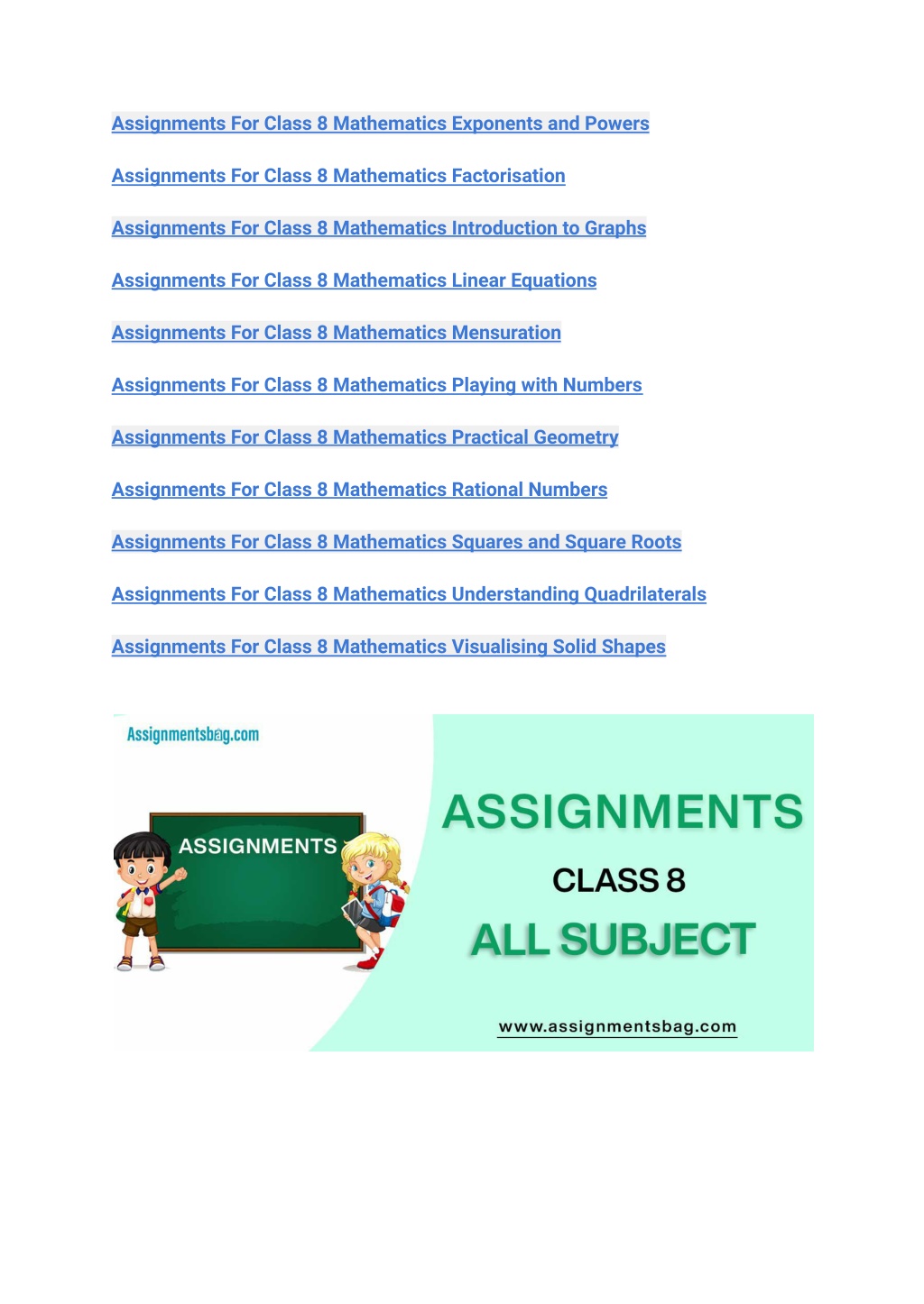 class 8 assignments