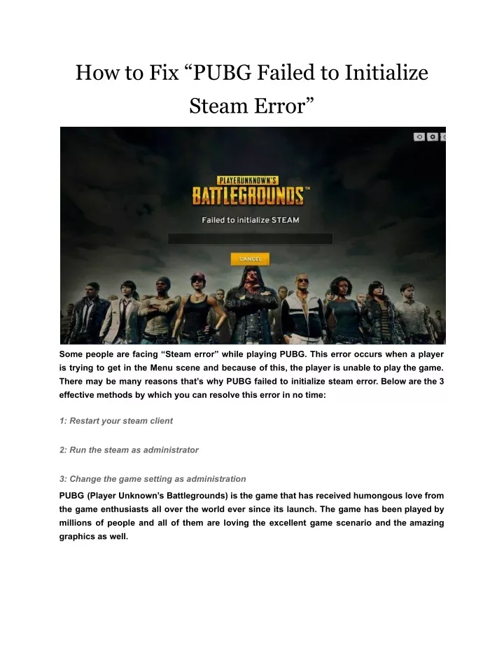 Ppt how to fix pubg failed to initialize steam error powerpoint