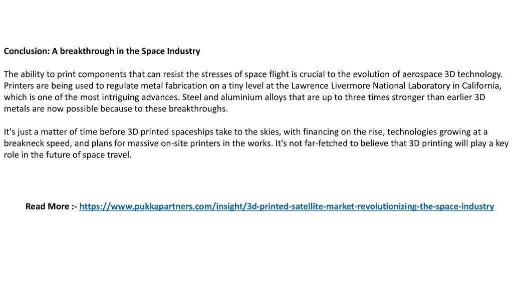 PPT - 3D PRINTED SATELLITE MARKET - REVOLUTIONIZING THE SPACE INDUSTRY ...