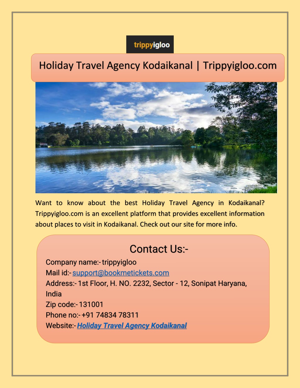 Ppt holiday travel agency kodaikanal trippyigloo powerpoint