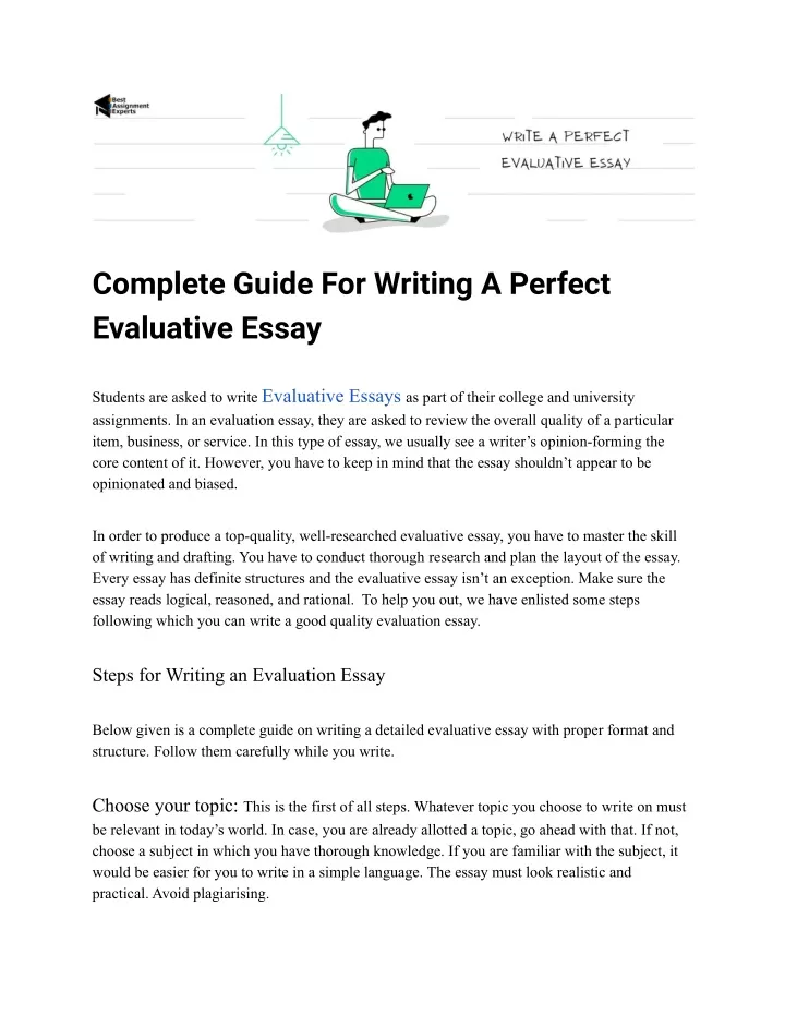 enumerate the steps in writing an evaluative essay