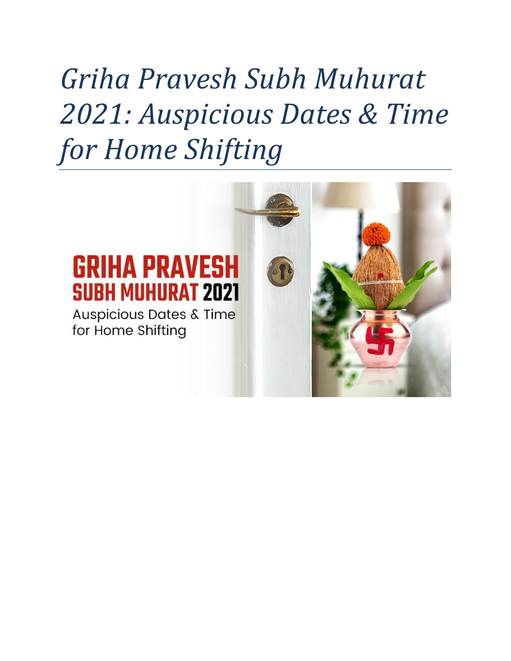 PPT Griha Pravesh Subh Muhurat 2021 Auspicious Dates & Time for Home