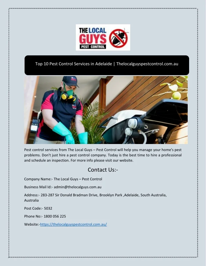 PPT Top 10 Pest Control Services in Adelaide