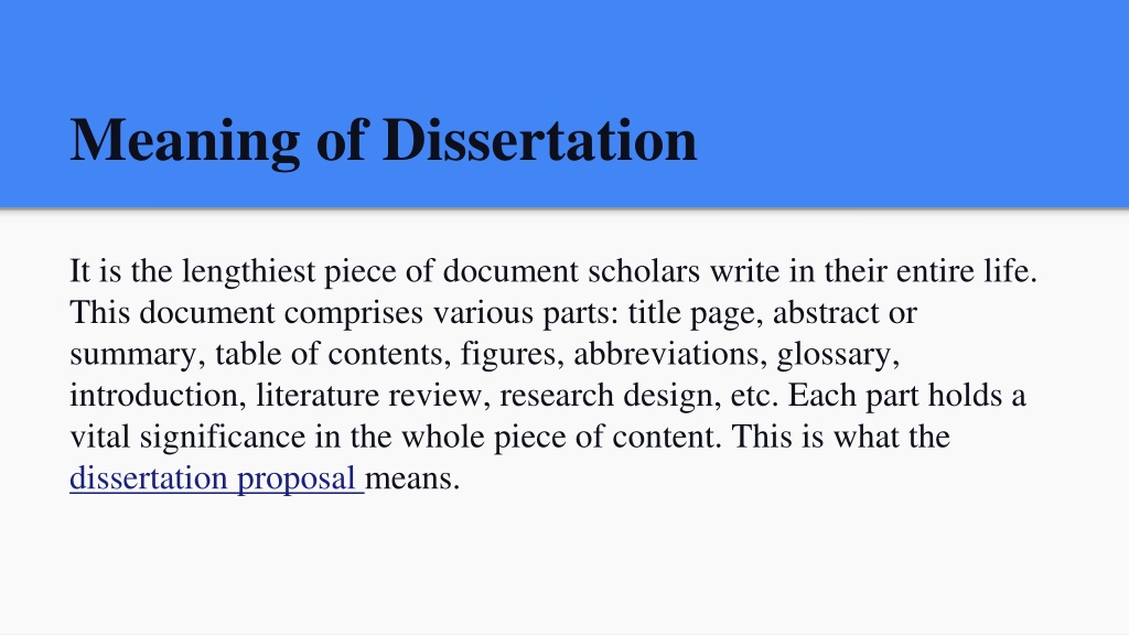 meaning of my dissertation