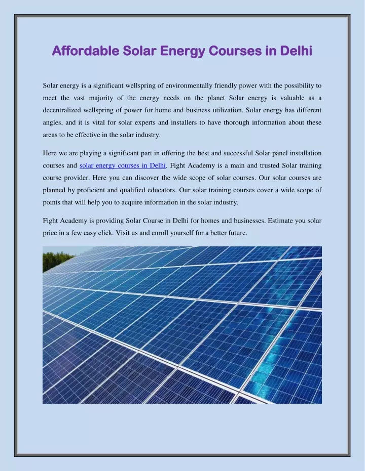 PPT Best Solar Energy Courses in Delhi PowerPoint Presentation, free