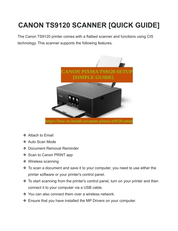PPT CANON TS9120 SCANNER [QUICK GUIDE] PowerPoint Presentation, free