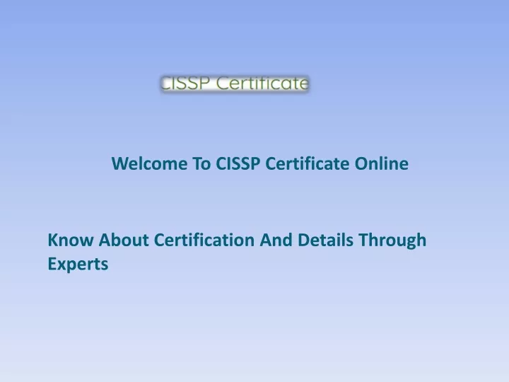 welcome to cissp certificate online n.