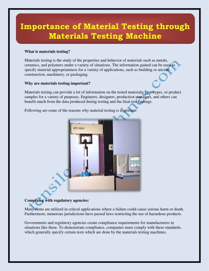 PPT Importance Of Material Testing Through Materials Testing Machine