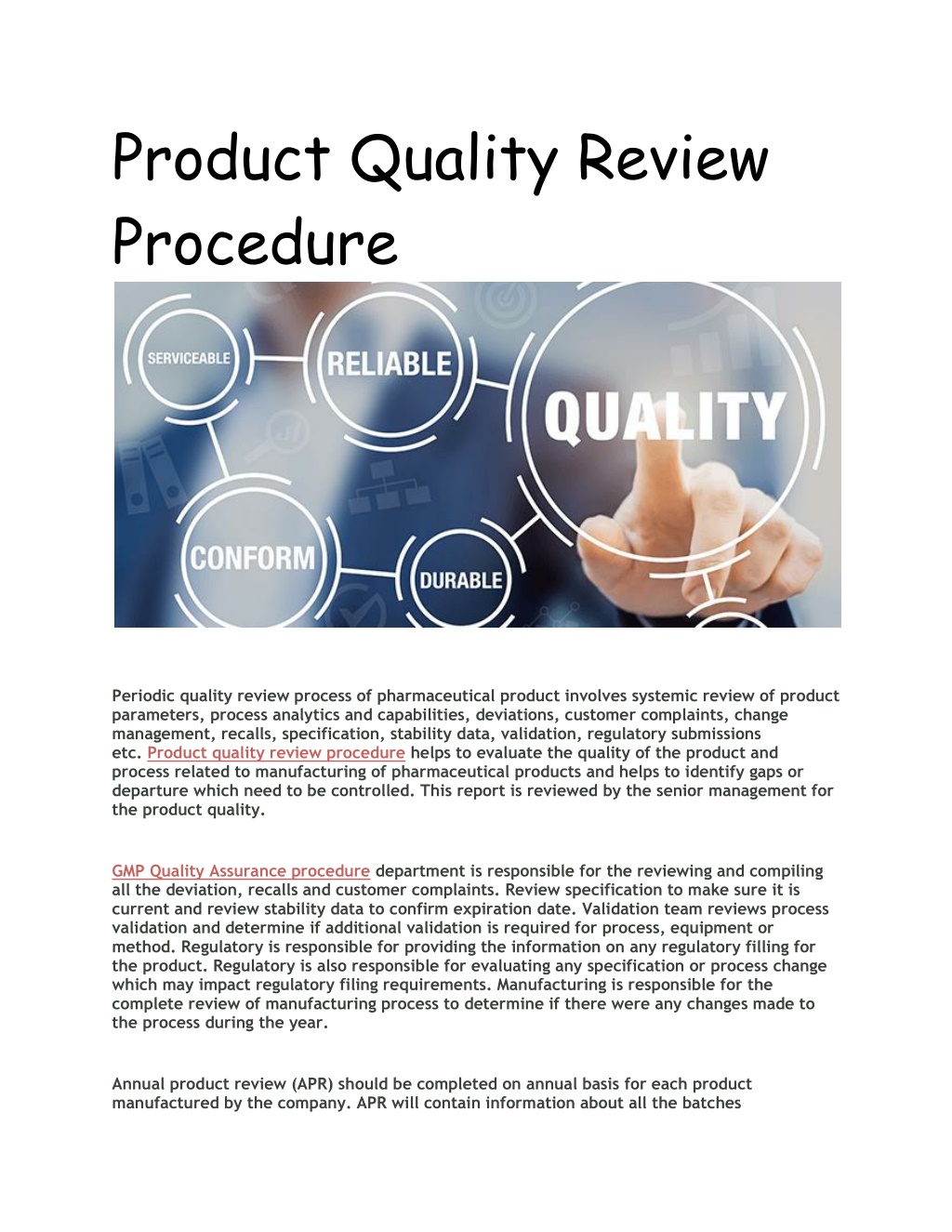 quality review presentation