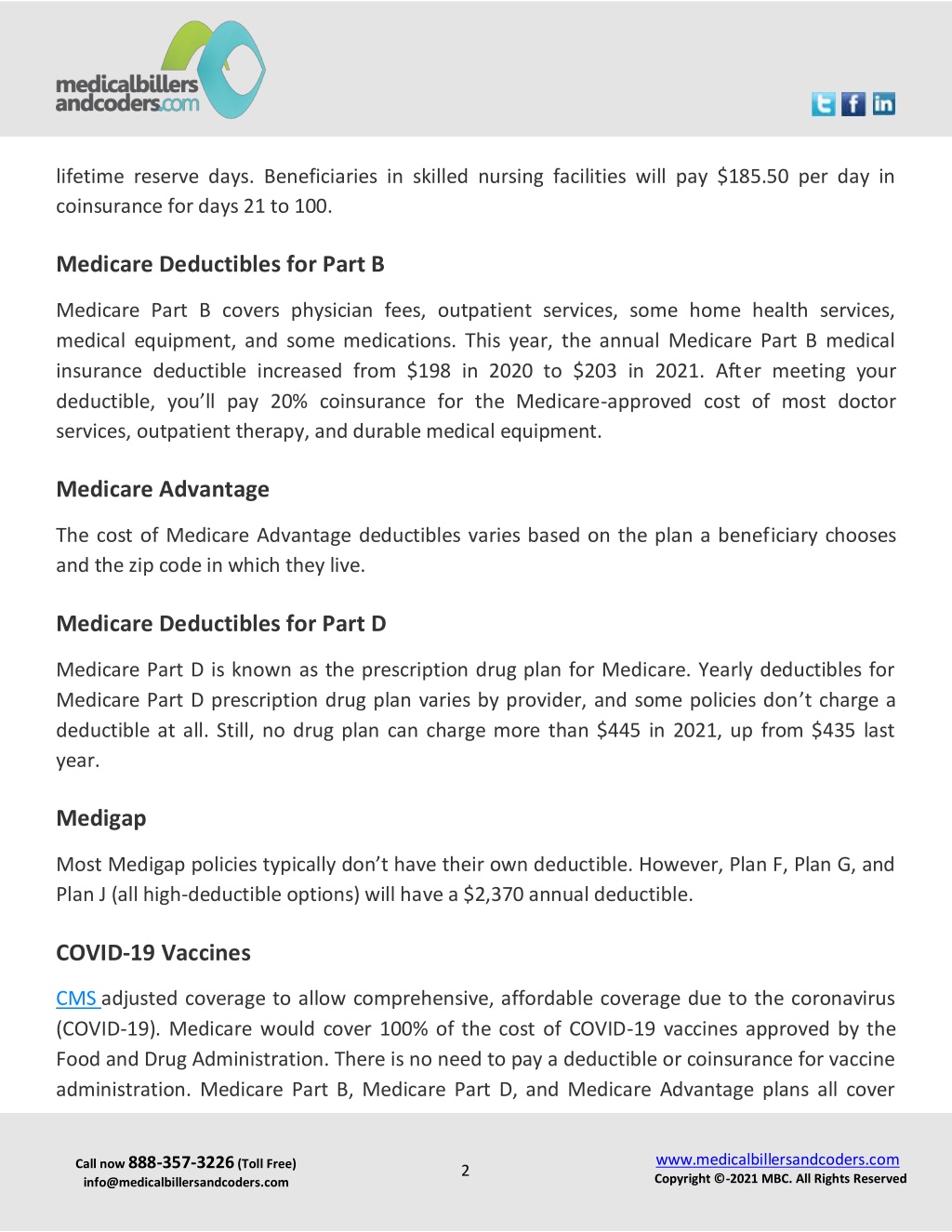 PPT Medicare Deductibles and Premiums Announced by CMS for 2021