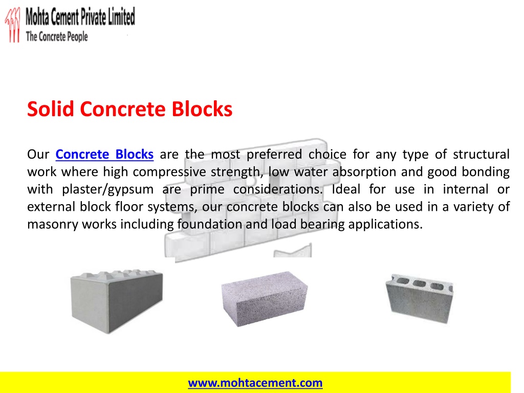 PPT - Find Concrete Solid Blocks Manufacturer in Indore | Mohta Cement