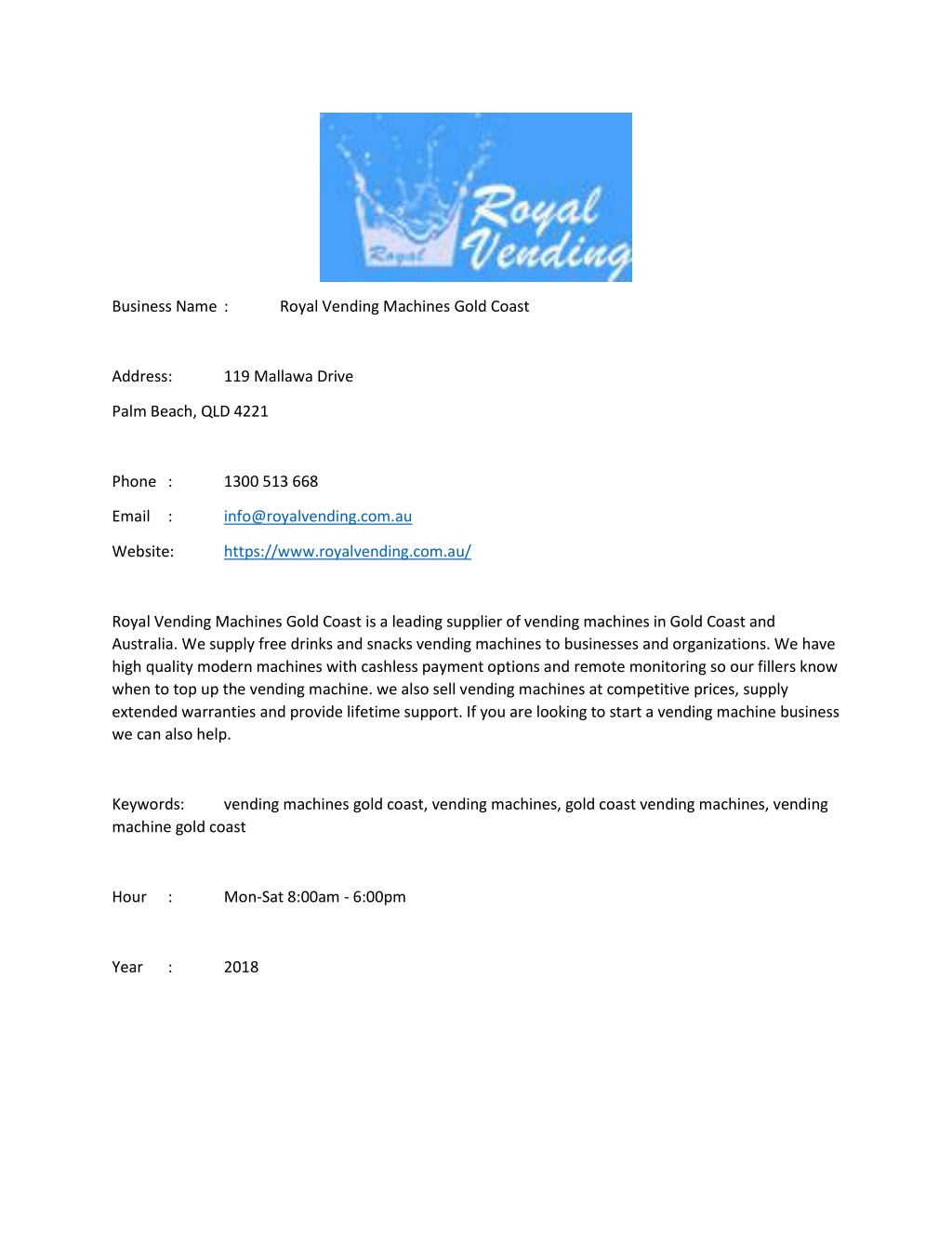 PPT Royal Vending Machines Gold Coast PowerPoint Presentation, free download ID10649542