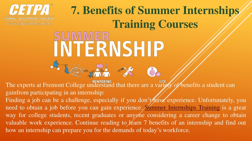 PPT 7 Benefits of Summer Internships Training Courses PowerPoint