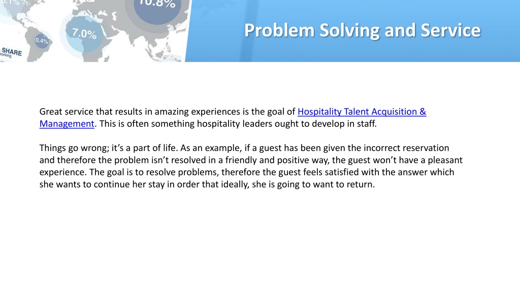 example of problem solving in hospitality