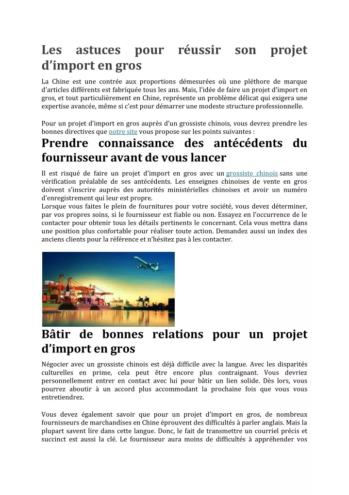 PPT - Astuces Pour Réussir Son Projet D’import En Gros PowerPoint ...