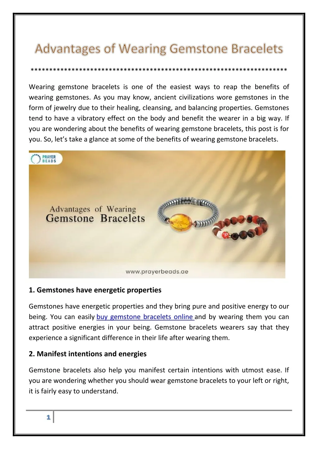 PPT Advantages of Wearing Gemstone Bracelets PowerPoint Presentation