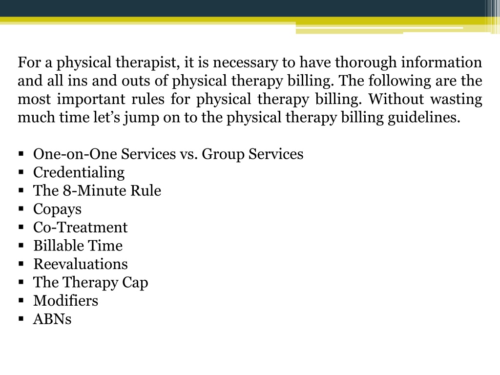 PPT Physical Therapy Billing Guidelines PowerPoint Presentation, free