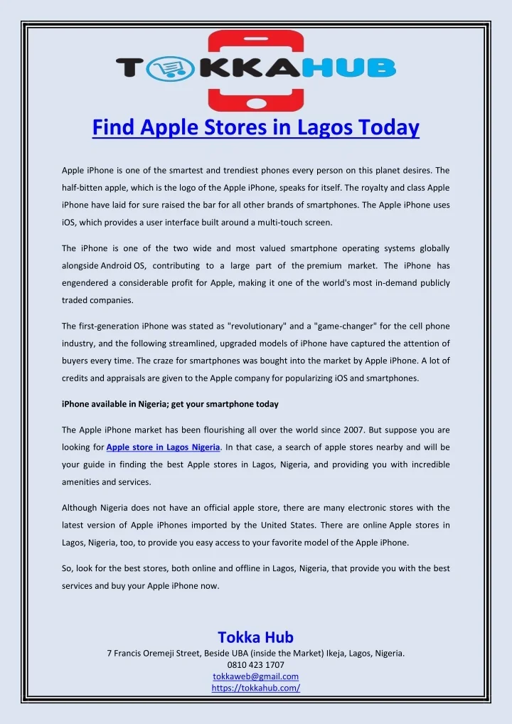 PPT Find Apple Stores in Lagos Today PowerPoint Presentation, free