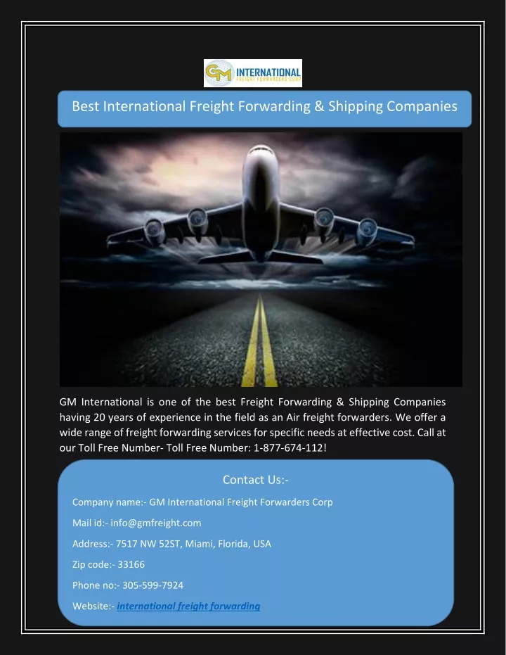 PPT   Best International Freight Forwarding & Shipping Companies