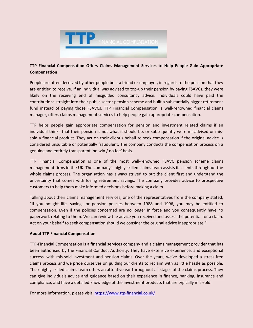 PPT - TTP Financial Compensation Offers Claims Management Services to ...