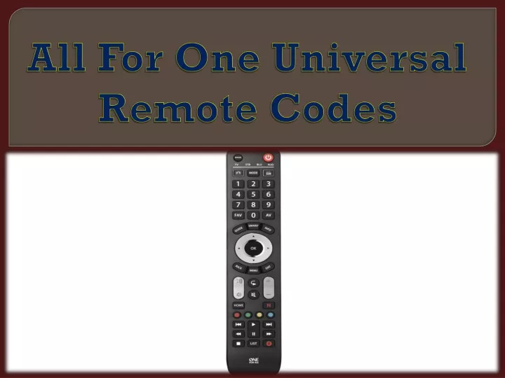 PPT - All For One Universal Remote Codes PowerPoint Presentation, free ...