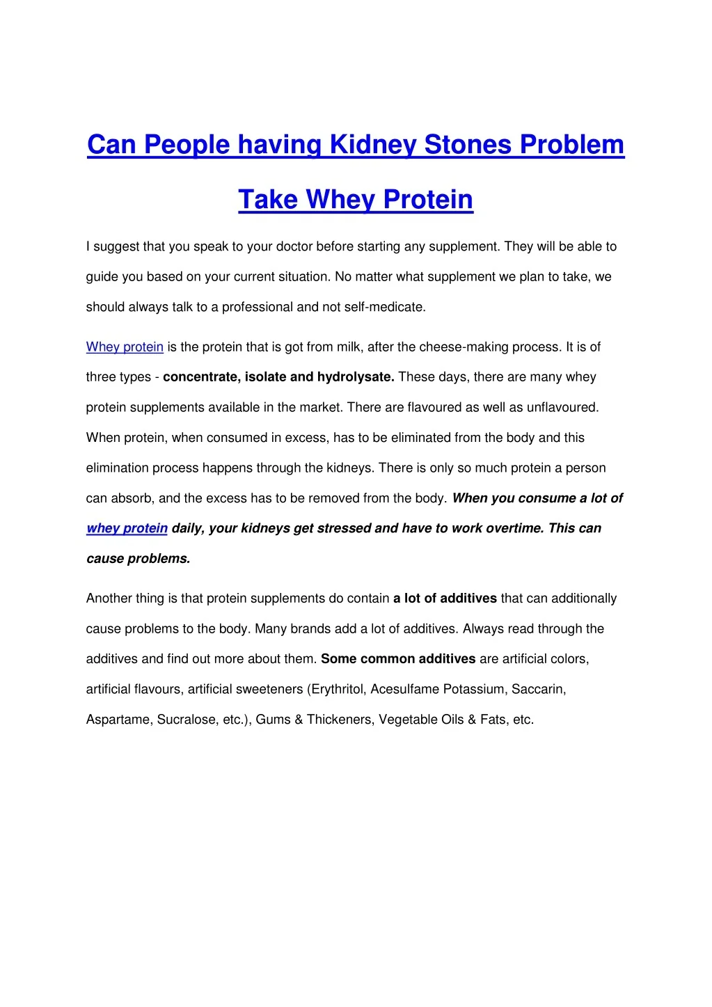 PPT Can People having Kidney Stones Problem take Whey Protein