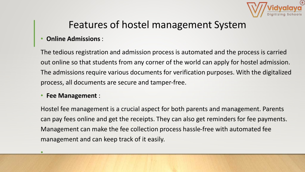 presentation of hostel management system