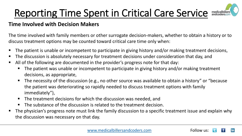 PPT Reporting Time Spent in Critical Care Service PowerPoint