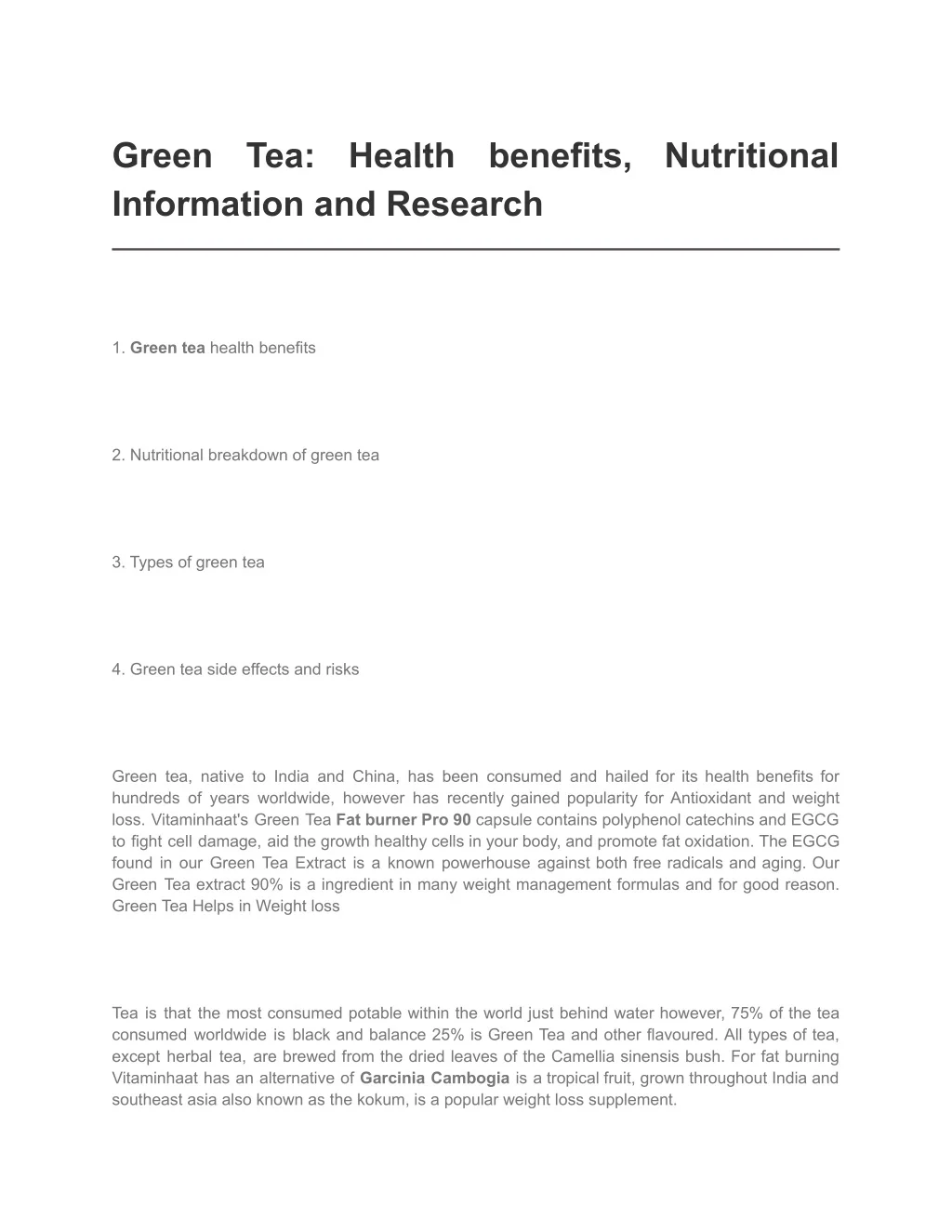 PPT Green Tea_ Health benefits, Nutritional Information and Research